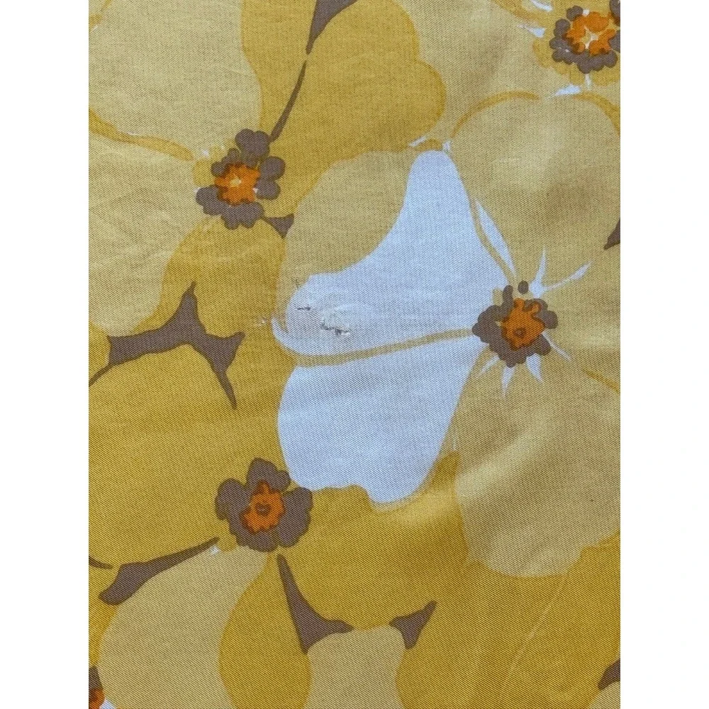 VTG Christian Dior Vintage Silk Scarf Floral Brown Yellow Hand Rolled 30